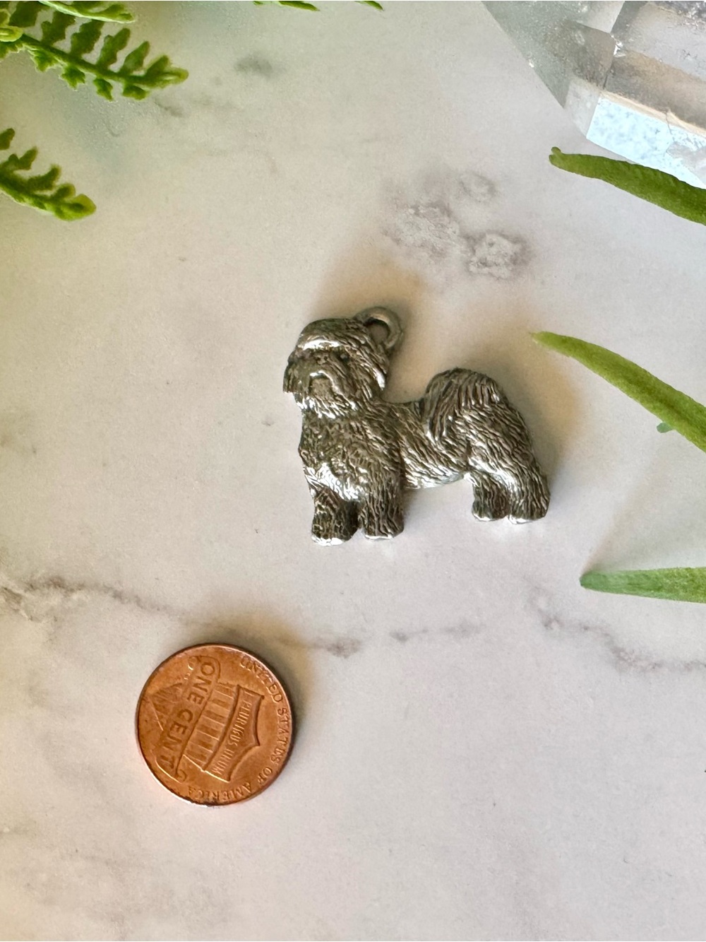 Silver Shih Tzu Dog Charm Pendant - Detailed Puppy Figure
